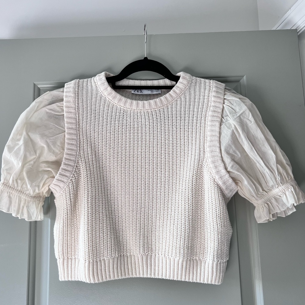 Zara Mixed Sleeve Knit Top - Picture 5 of 7